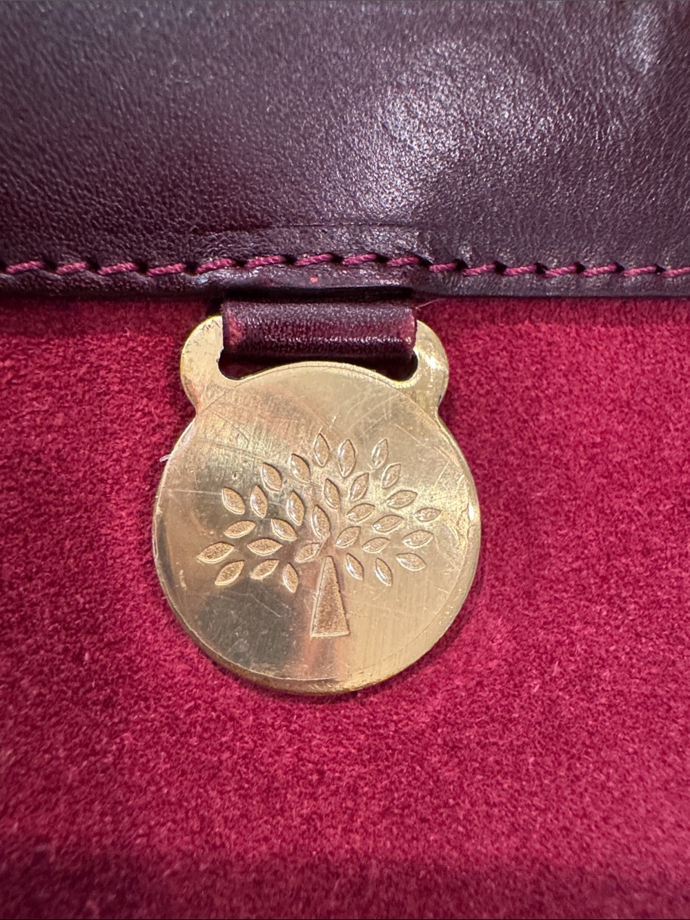 Mulberry Vintage (1980s) Burgundy Woven-Trim Shoulder Bag - Picture 7 of 16